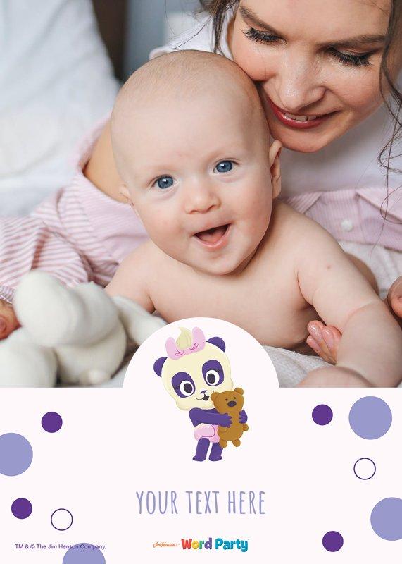Word Party Baby Milestone Card Purple